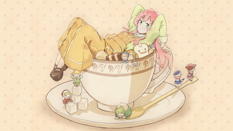 Anime Girl in Teacup — Beige