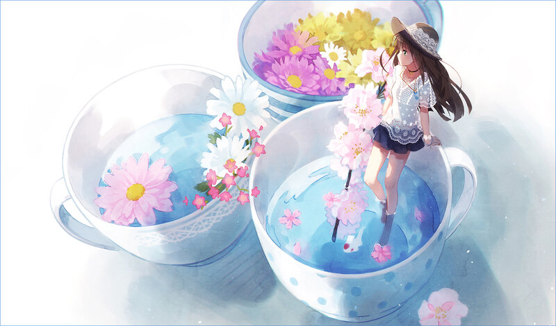 Anime Girl in Teacups