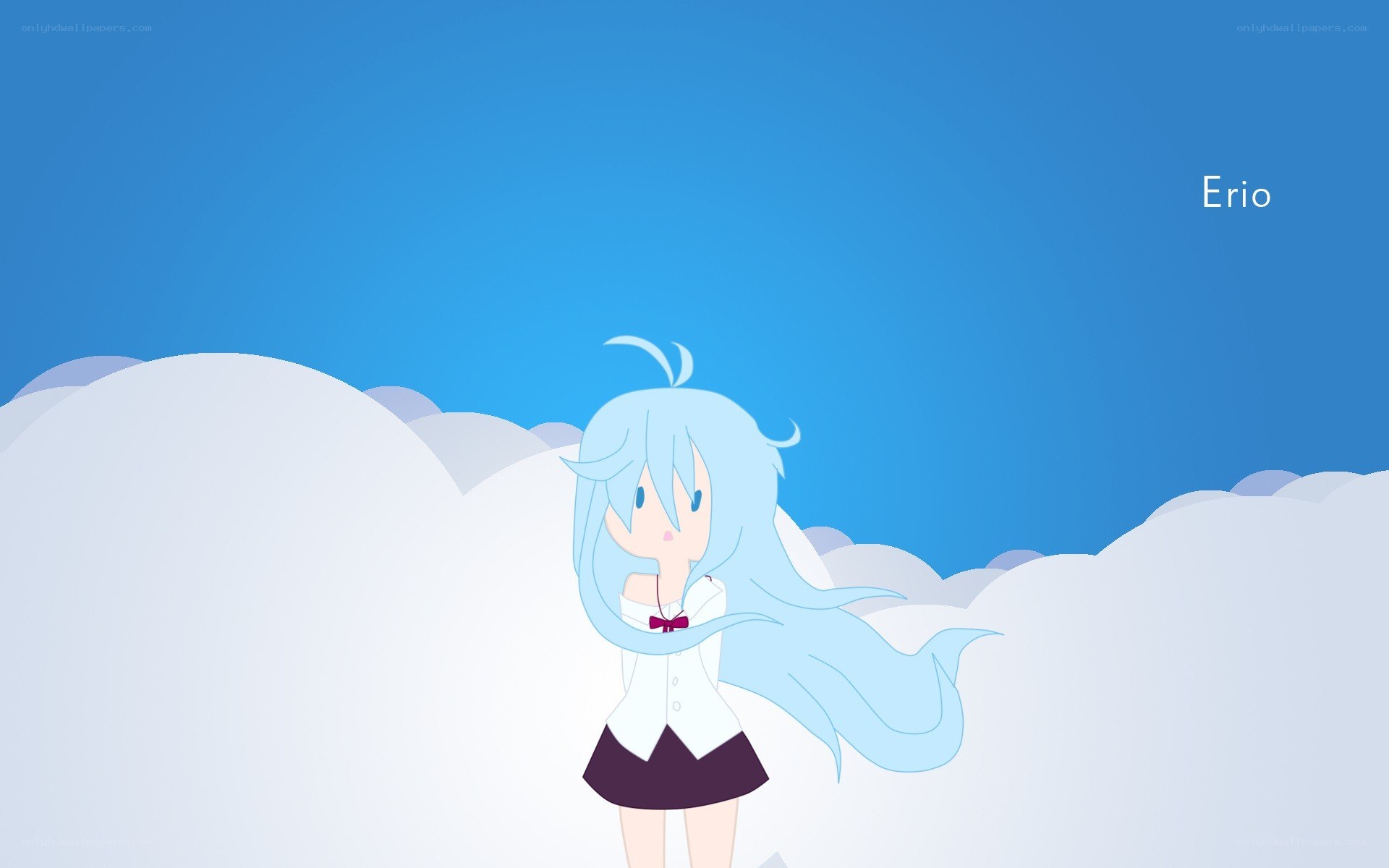 Anime girl in the clouds