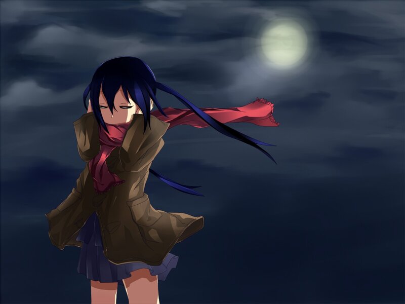 anime girl in the moonlight
