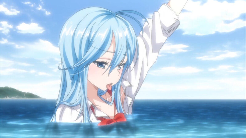 anime girl in the ocean