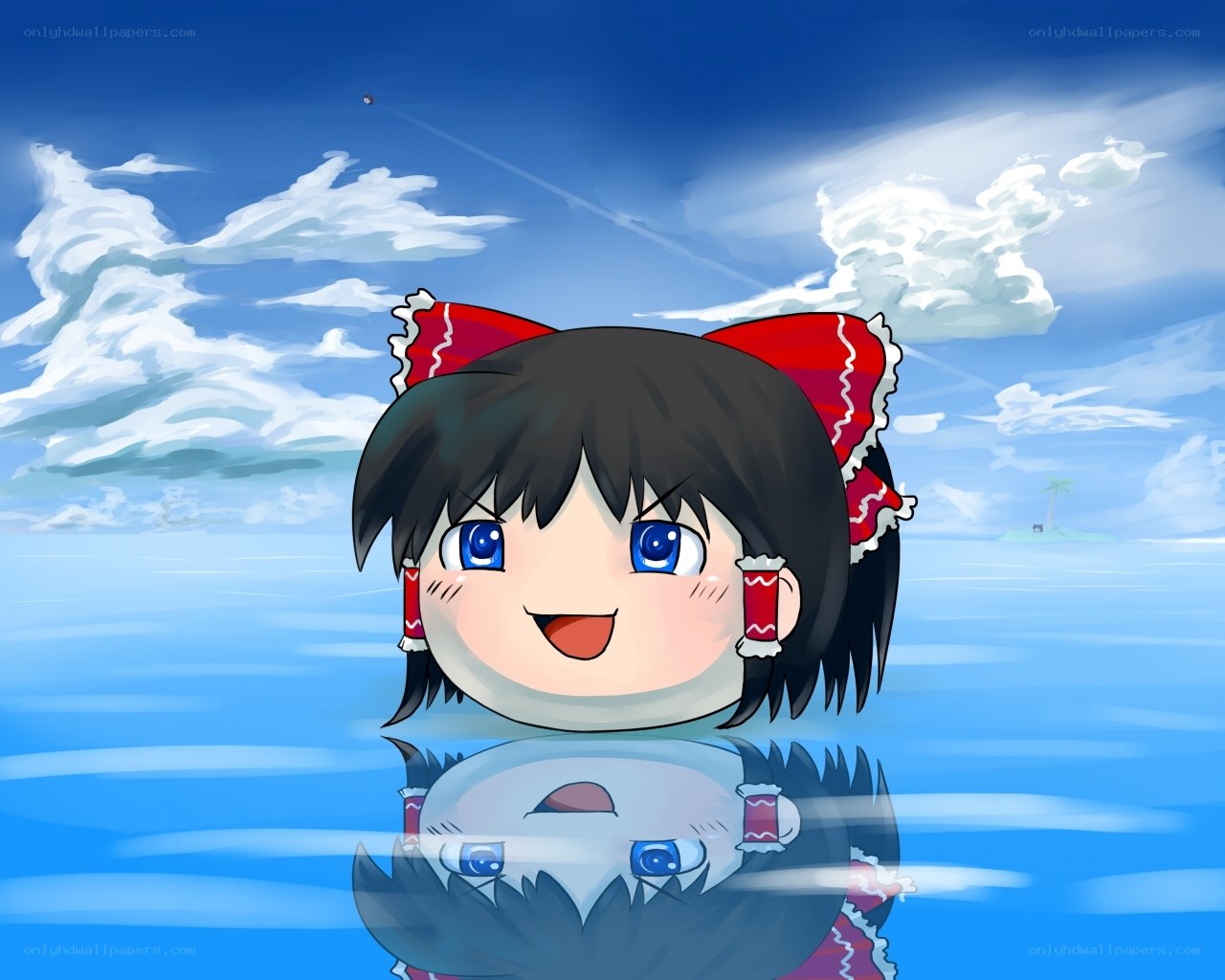 anime girl in the ocean