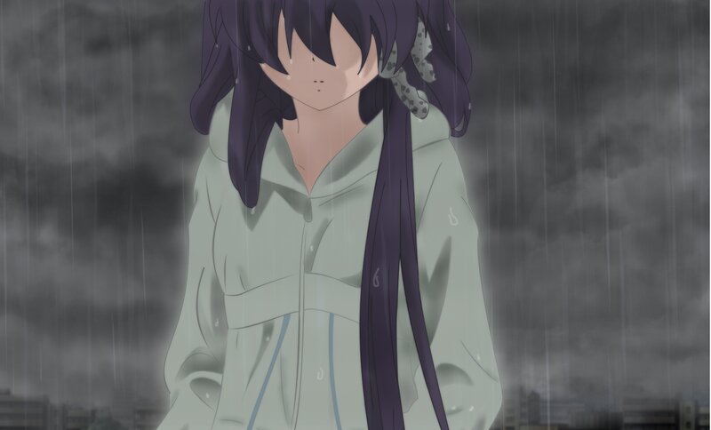 anime girl in the rain