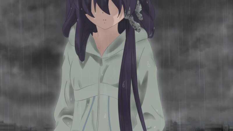 anime girl in the rain