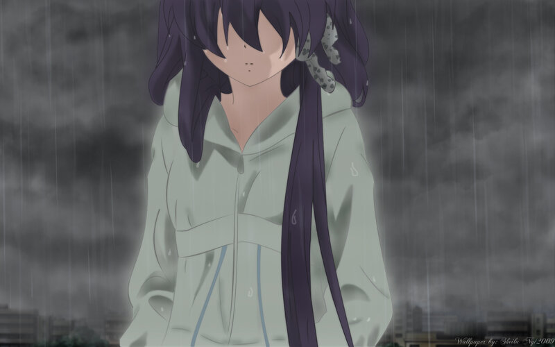 anime girl in the rain