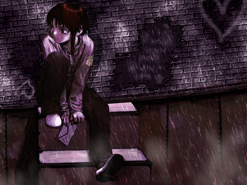 anime girl in the rain
