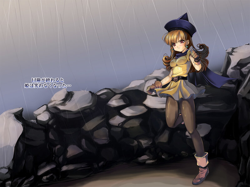 Anime girl in the rain