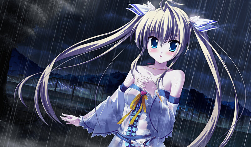 anime girl in the rain