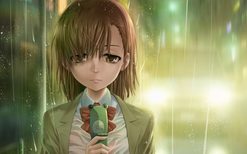 anime girl in the rain