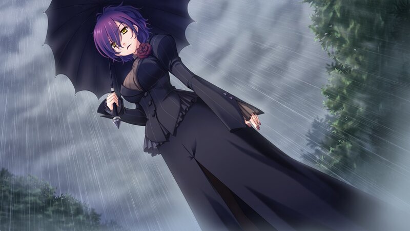anime girl in the rain