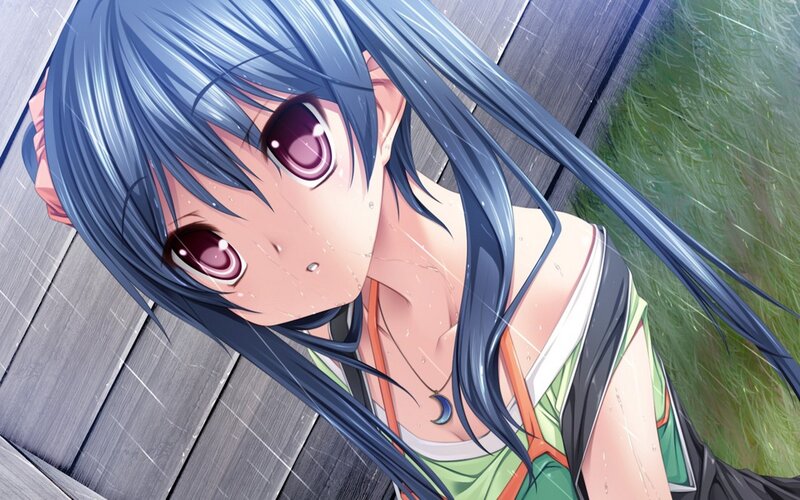 anime girl in the rain