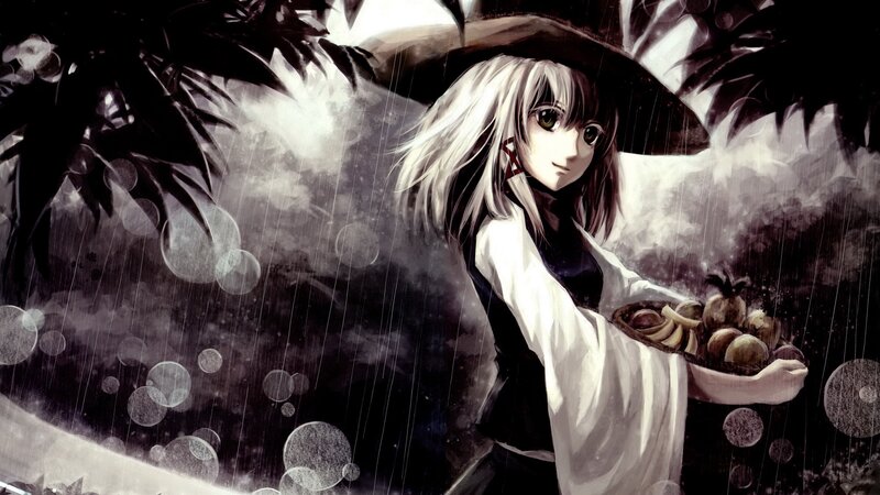 anime girl in the rain