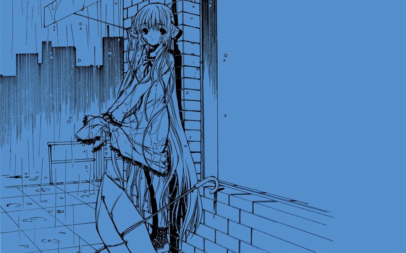 anime girl in the rain