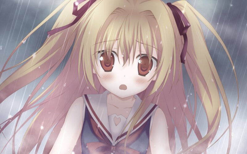 anime girl in the rain