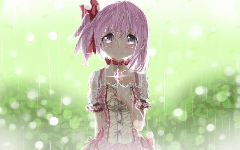 anime girl in the rain