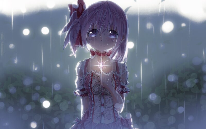 anime girl in the rain