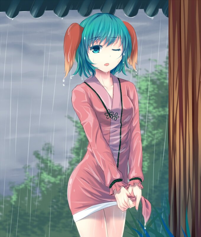 anime girl in the rain
