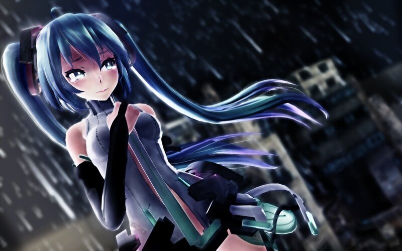 anime girl in the rain