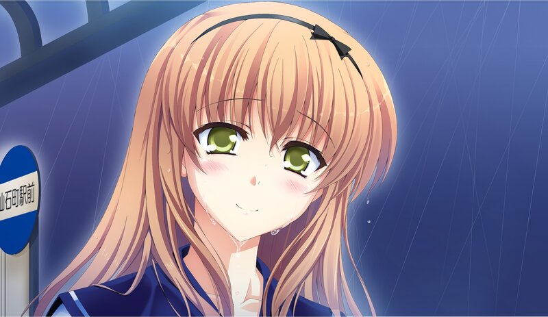 anime girl in the rain