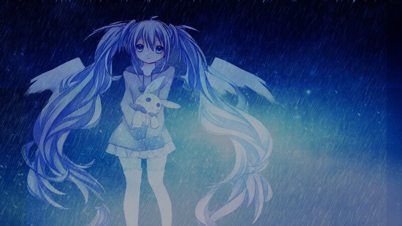 Anime girl in the rain