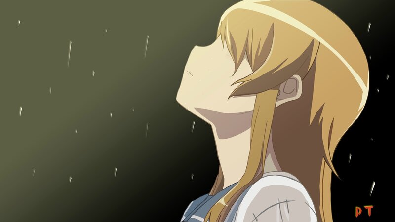 anime girl in the rain