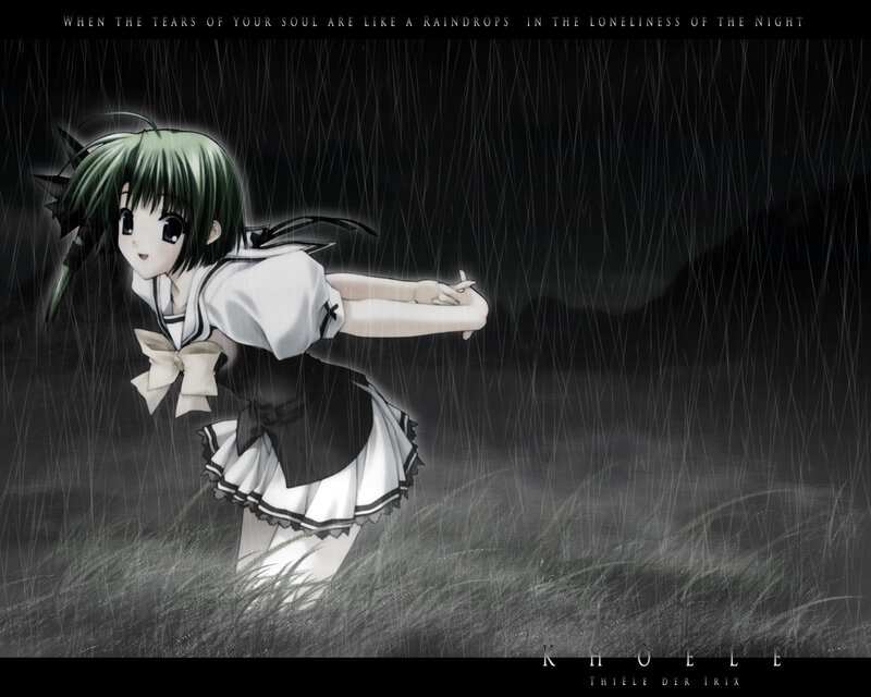 anime girl in the rain