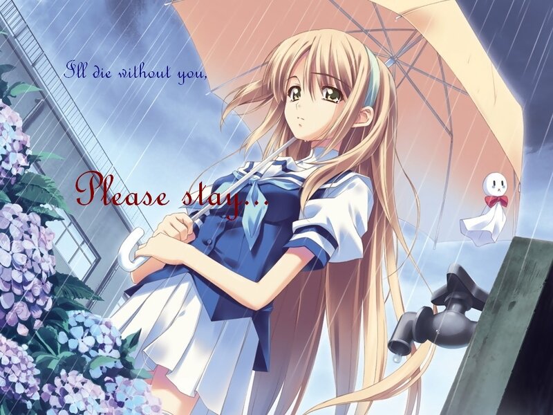 anime girl in the rain