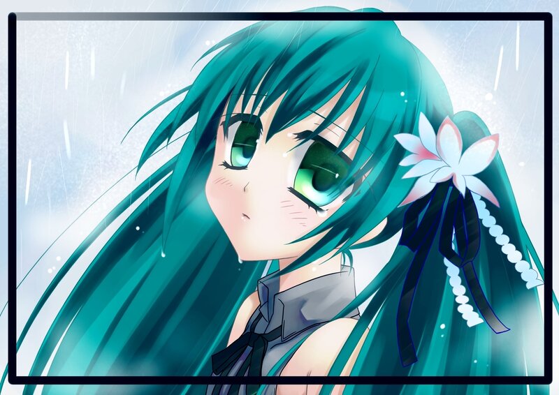 anime girl in the rain