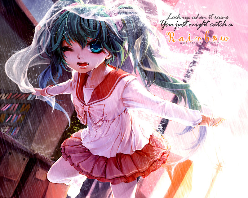 anime girl in the rain