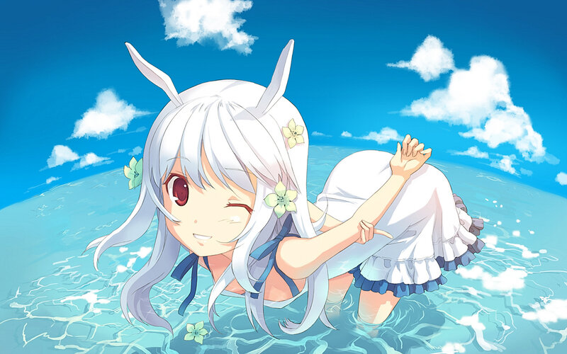 anime girl in the water