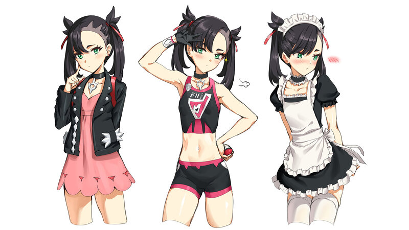 Anime Girl in Three Outfits