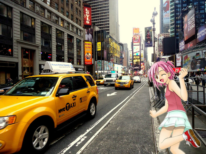 Anime girl in Times Square