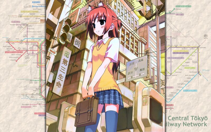 Anime girl in Tokyo cityscape