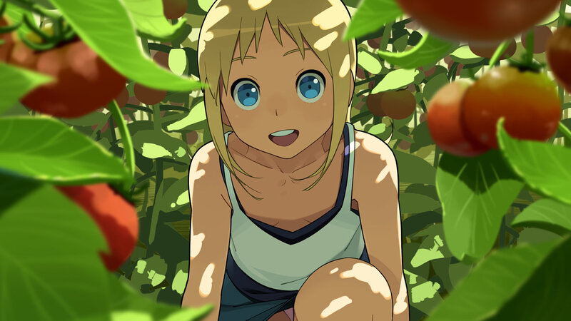 anime girl in tomato garden
