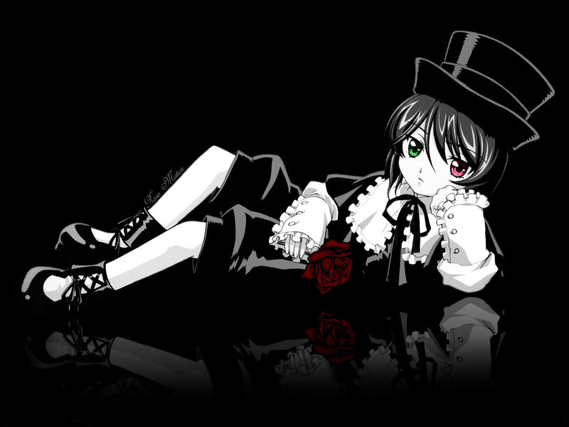 Anime Girl in Top Hat — Black, Dramatic