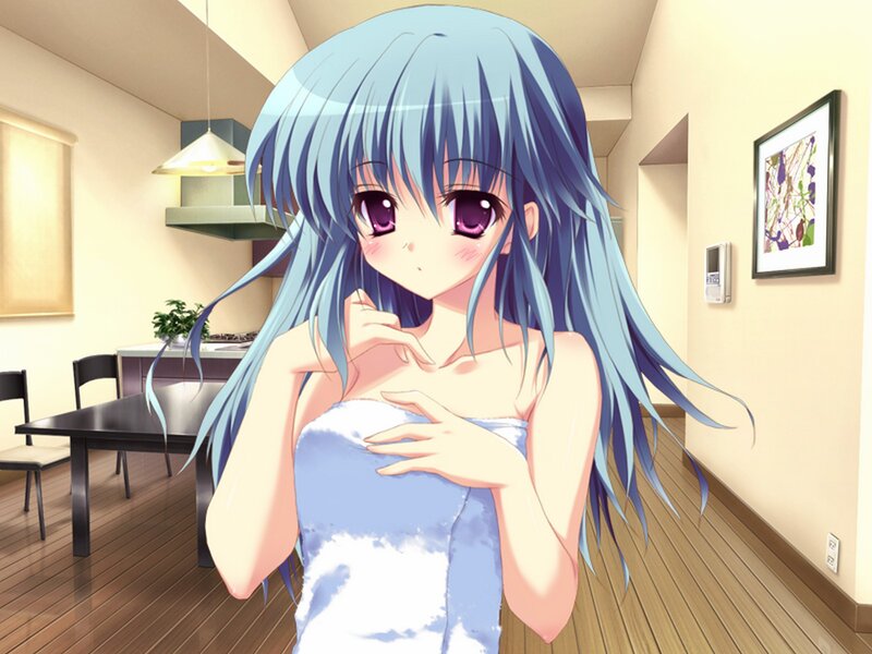 Anime Girl in Towel — Blue