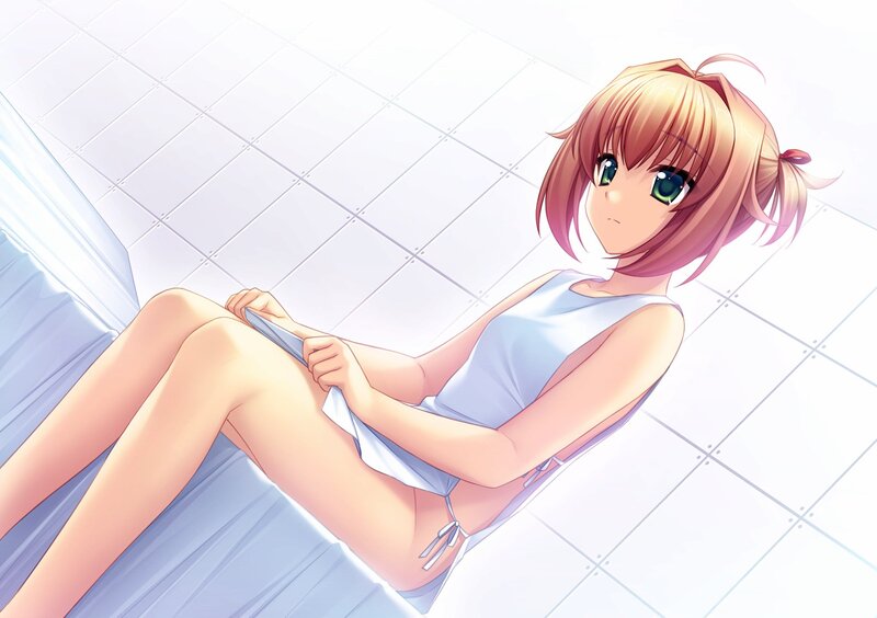 Anime Girl in Towel — White, Calm