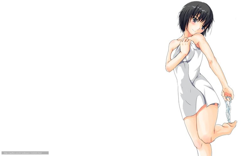 Anime Girl in Towel — White