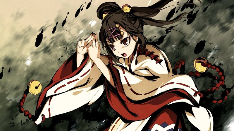 Anime Girl in Traditional Clothing — White, Dramatic