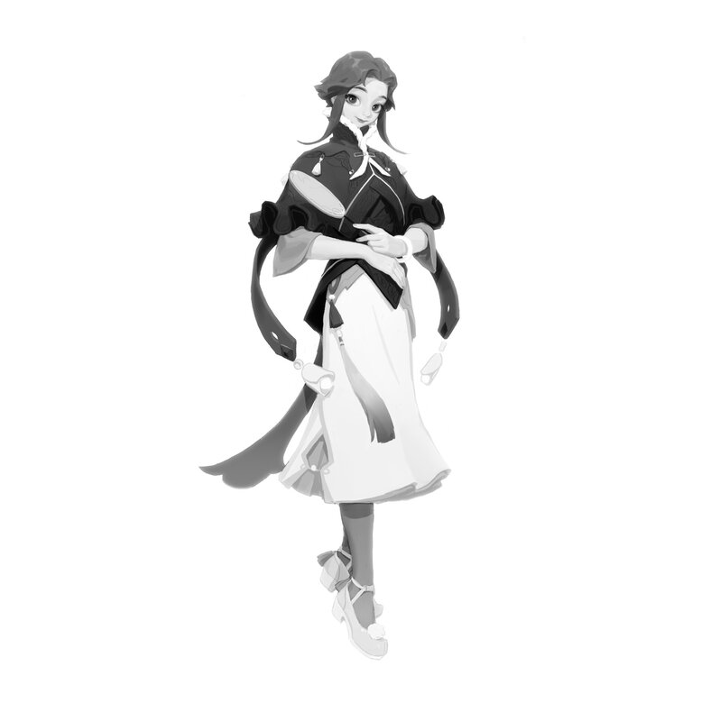 Anime Girl in Traditional Dress — Black