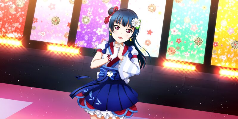Anime Girl in Traditional Dress — Blue, Festive