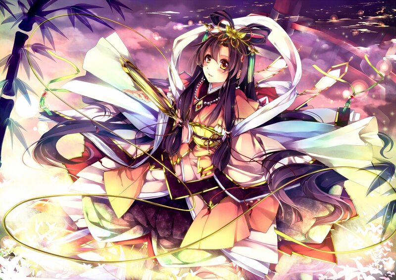 Anime Girl in Traditional Dress — Purple, Dramatic