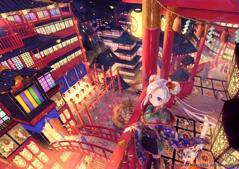 Anime Girl in Traditional Dress — Red, Festive