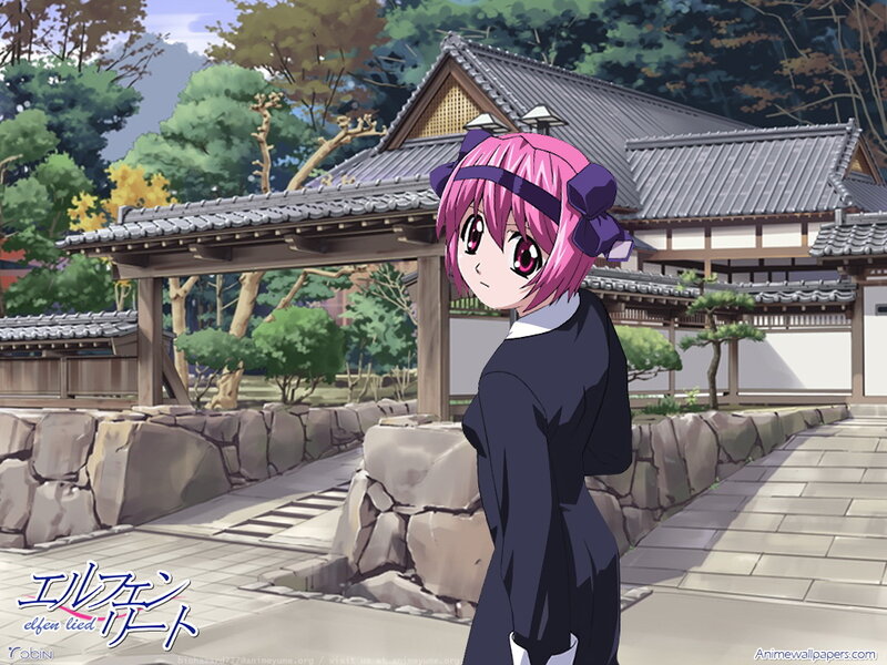 Anime girl in traditional garden