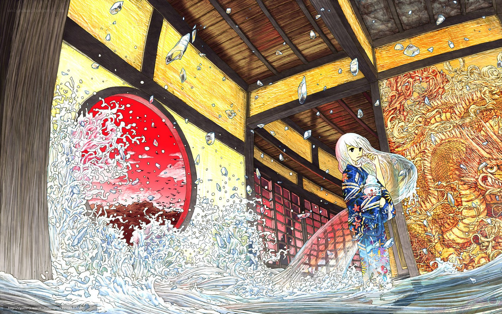 Anime girl in traditional house