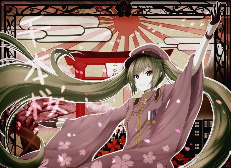Anime girl in traditional Japanese attire