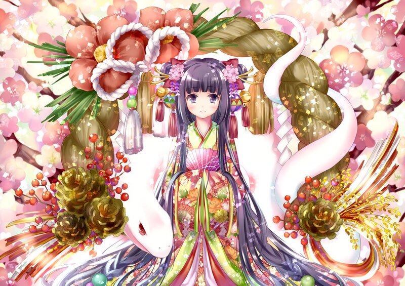 Anime girl in traditional Japanese attire