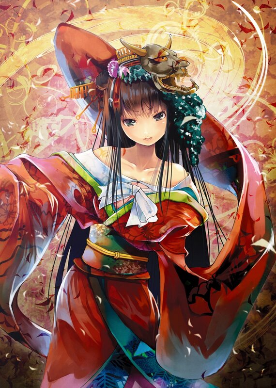Anime girl in traditional Japanese attire
