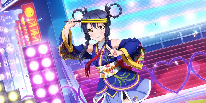 Anime Girl in Traditional Outfit — Blue, Festive