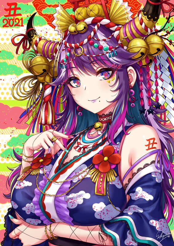 Anime Girl in Traditional Outfit — Purple